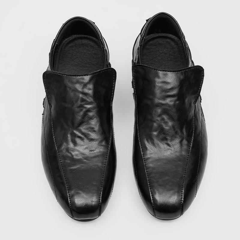 Mens Black Loafer Slip-On Shoes Casual Business Comfortable Round Toe Rubber Sole