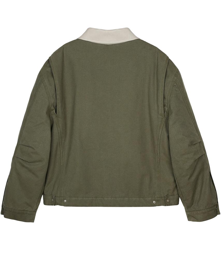 Fdr Vintage Wash Trucker Quilting Jacket Khaki