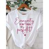 European Size Valentine's Day Limited Women's White T-shirt, Love Letter Print Loose Round Collar