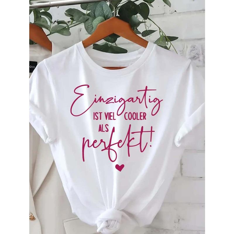 

European size Valentine s Day Limited Women s White T-shirt, Love Letter Print Loose Round Collar S белый