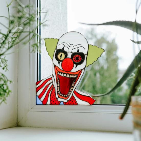 Window Clown Decoration Gothic Acrylic Colorful Clown Ornament Window Corner