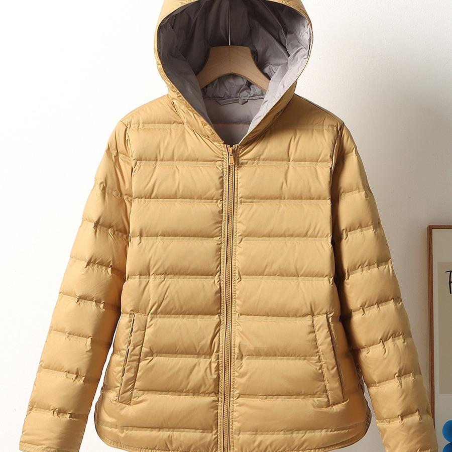 Autumn and winter medium and long light and thin down jackets, women's white duck down, light and warm inside, thin jackets, seamless glue pressing