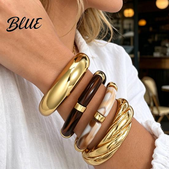 Wrist Layering Set 4Pcs/Set Women Bracelet Opening Adjustable High-Polishing Metal
