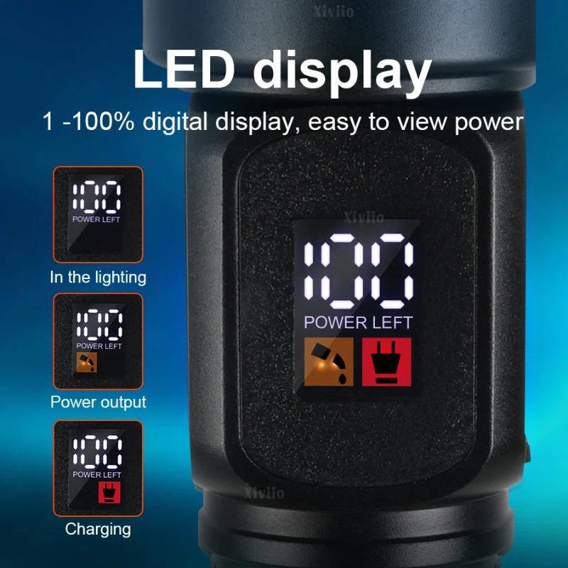 Newest Upgrade LED Flashlight With COB Light Long Shot 2000M USB Type-C Rechargeable LED Torch High Power Outdoor Flashlights