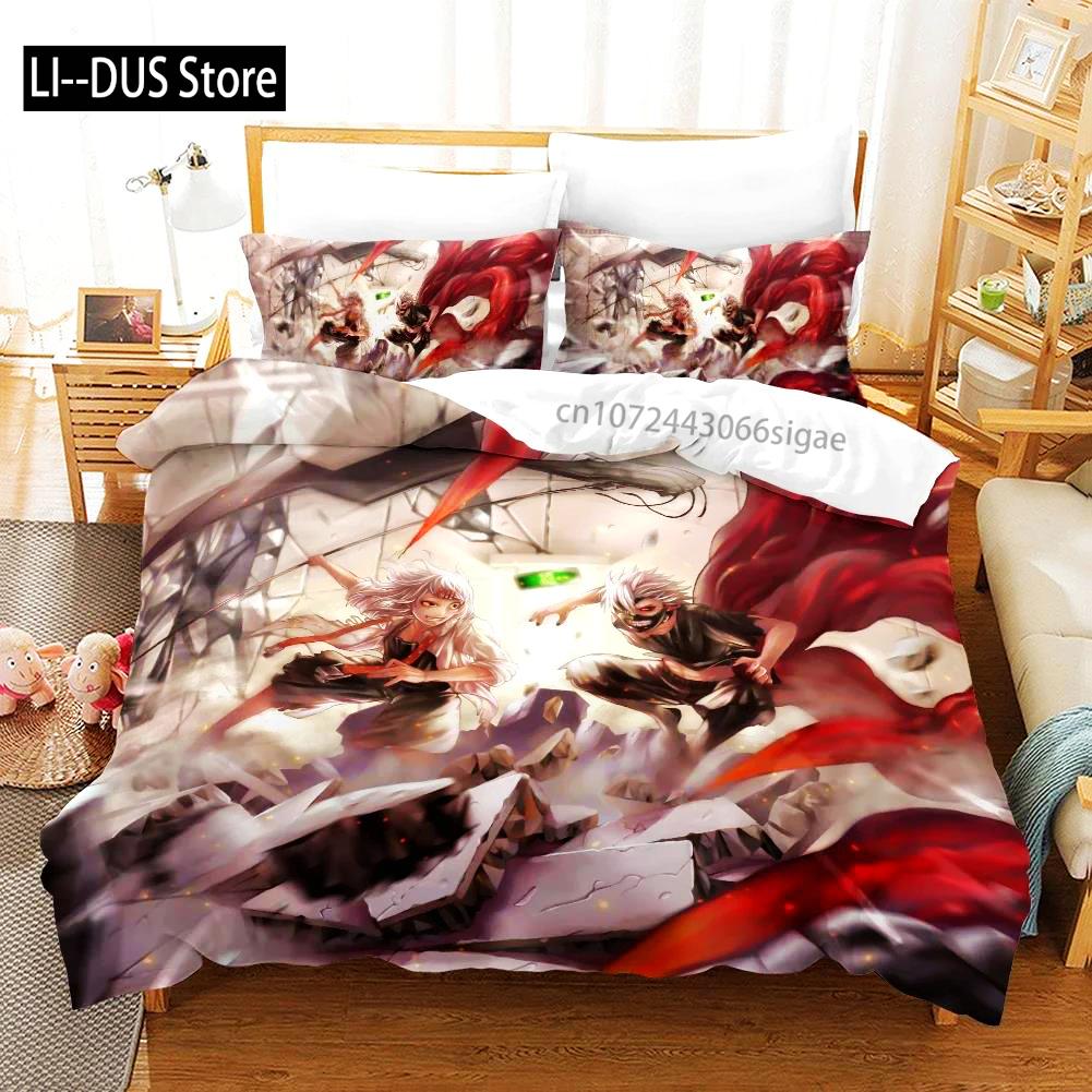 Anime Tokyo Ghoul 3D-bedruckter Bettbezug Kissenbezug Bettwäsche-Set Einzelbett Doppelbett Queen King Size Für Kinder Schlafzimmer Dekoration