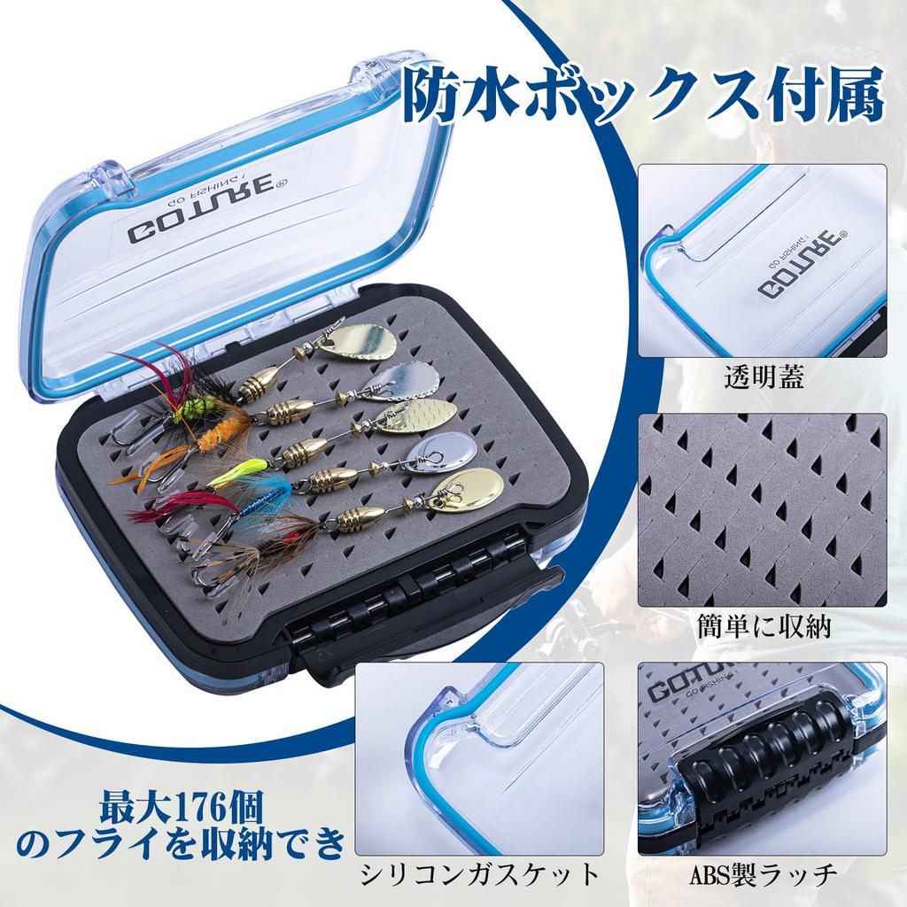 Goture Dry Complete 10 Spinnerbait with Spinner Storage Box Brass for Fly Real Spin Barb Mountain Trout Bass Fishing Fly Handmade Lure Can Be Used In