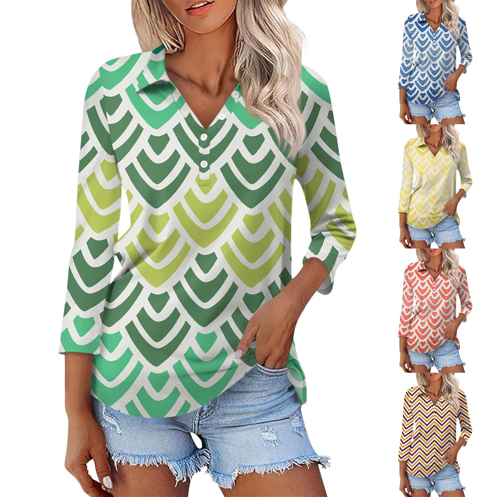 

Женская мода повседневная рубашка с лацканами и рукавом 3/4 в полоску с принтом на пуговицах XXXL оранжевый