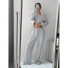 New simple casual pants women's front lace-up sweatpants loose wide-leg long pants
