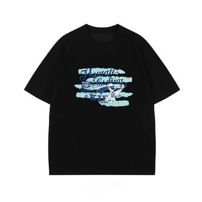 The New Cotton Fashion Surf Print T-shirt for Summer 2025 Is Loose Casual and Short-sleeved Suitable for Both Men and Women