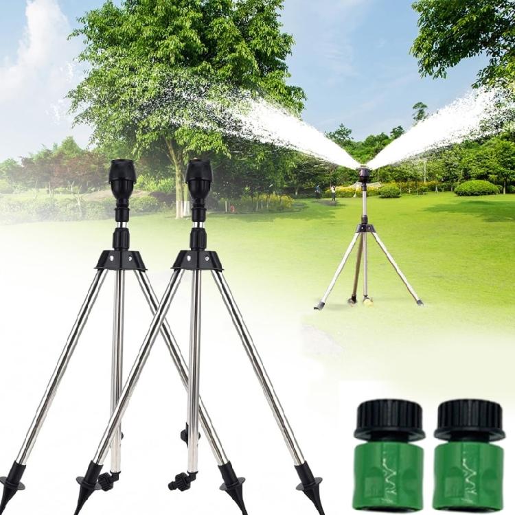2PCS Stainless Steel Tripod Telescopic Support Automatic Rotating Sprinkler 360 Degree Rotary Garden Automatic Irrigation