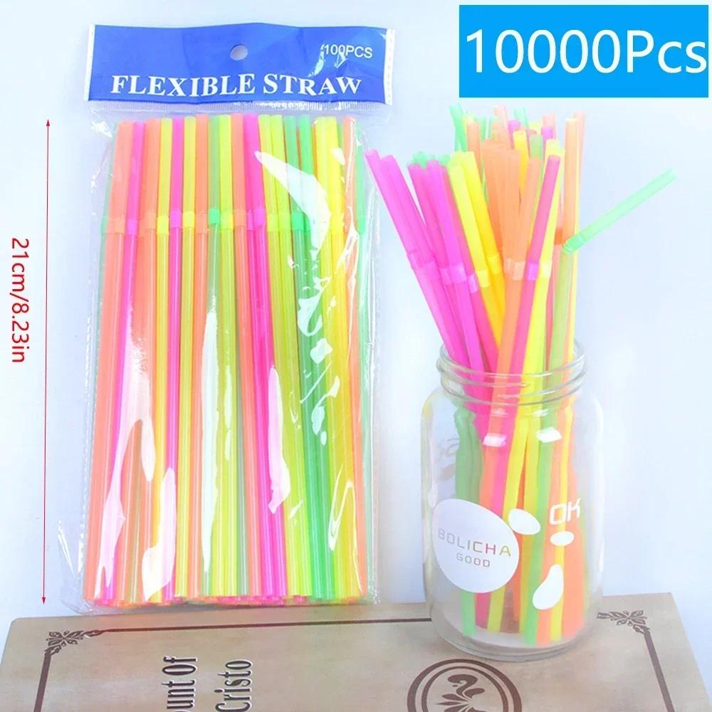 100-10000Pcs Food Grade Plastic Drinking Straws Multicolor Christmas Festive Party Wedding Bar Cocktail Beverage Straws