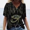 Ancient Egyptian Ethnic Costume 3D Print T-Shirts Women Casual V-Neck Short Sleeve T Shirt Y2K Tees Harajuku Top Female Clothing