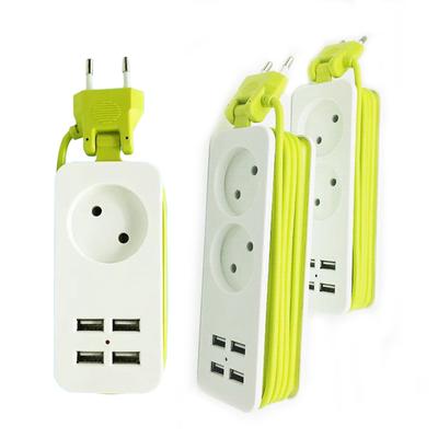 Smart Charger EU-Stecker 1,5 m Verlängerungssteckdose Steckdosenleiste mit 4 USB-Wechselstromsteckdosen
