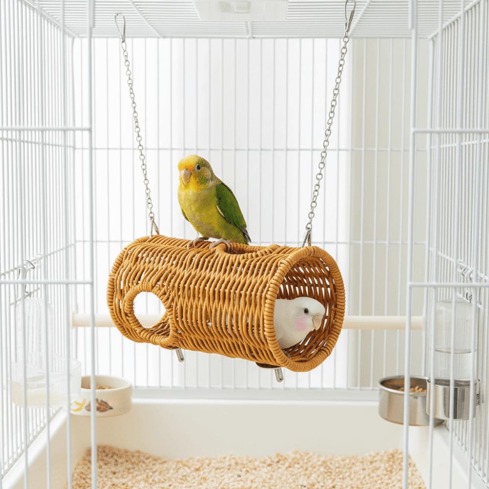 Decorative Bite Resistant Woven Bird Nest Durable Cooling Bird Cage Hammock Ventilated Pet Nest House for Hamsters Parrots