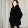 Autumn and winter new imitation mink velvet imitation leather coat loose imitation mink coat women's hooded long