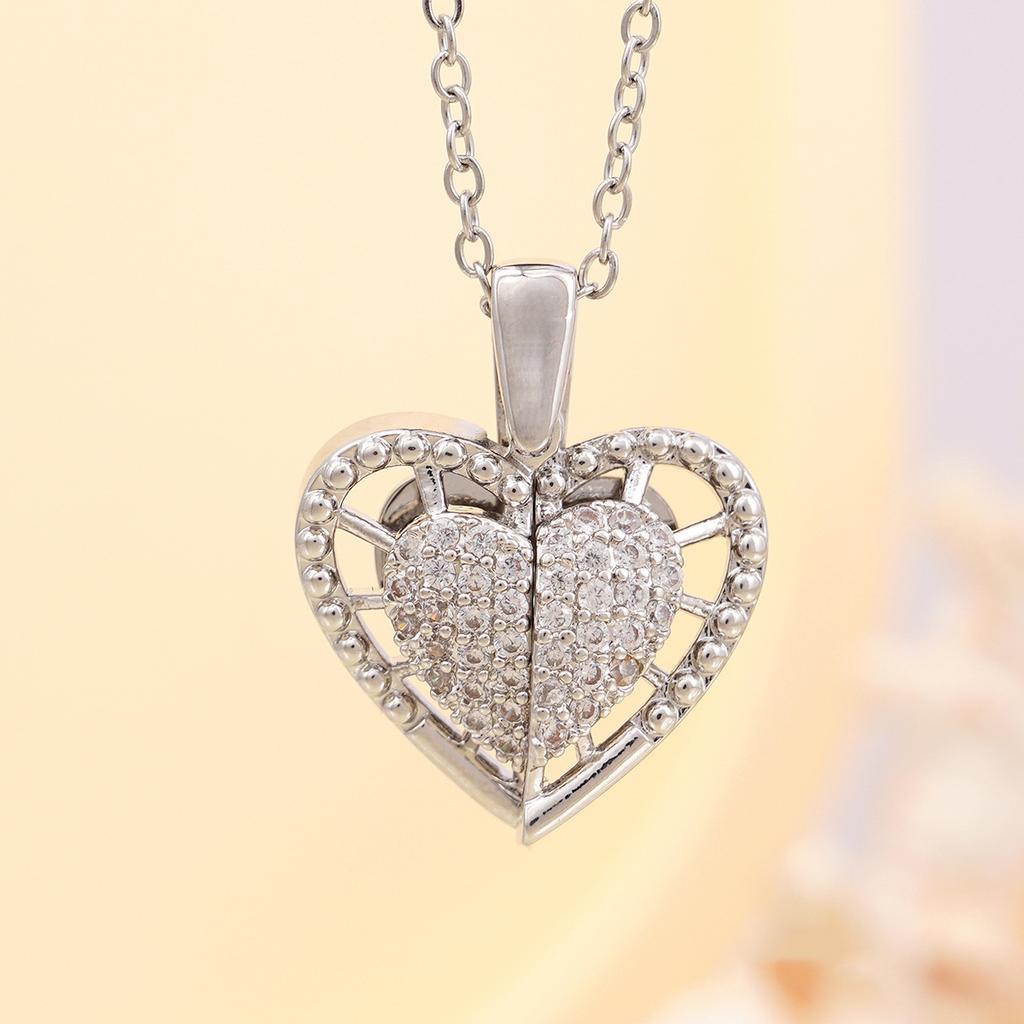 1pc Heart Angel Wings Openable Pendant Necklace Fashionable Cute Party Jewelry Valentine's Day Gift for Women Girls Mum