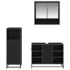 Bathroom Furniture Set 3 Pcs Black Oak Effect Particleboard