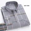 Spring and Autumn Men's Pure Cotton Long Sleeved Shirts for Middle and Youth Leisure All Cotton Oxford Plaid Plus Size Shirts