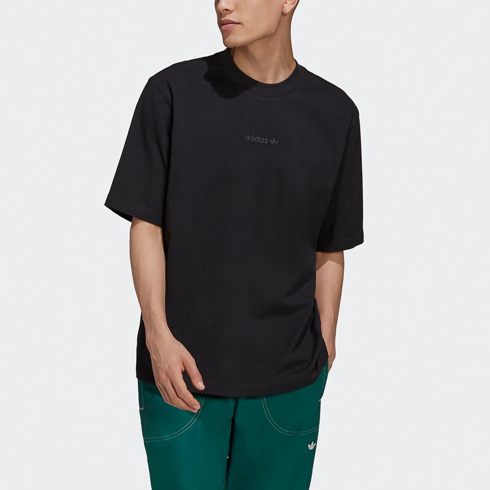 Adidas Originals Rib Detail Tee With Sporty Crew Neck Men Tops Black HB8044