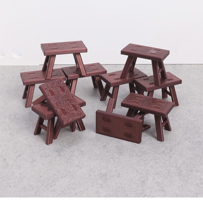 5Pcs 1:12 Scale Dollhouse Plastic Bench Miniature Stool Furniture for Doll House Kitchen Decor Kids DIY Play Props