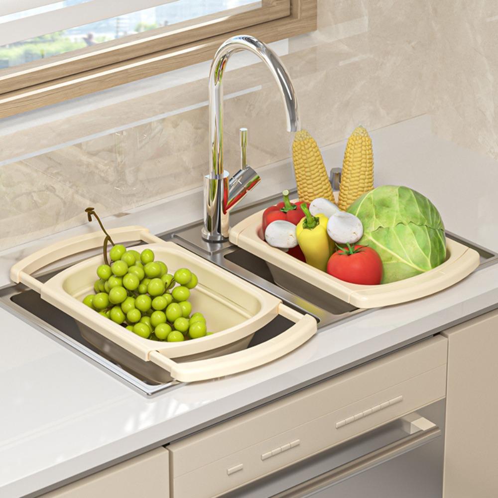 Large Capacity Sink Strainer Basket Foldable Bottom Collapsible Colander  Tableware