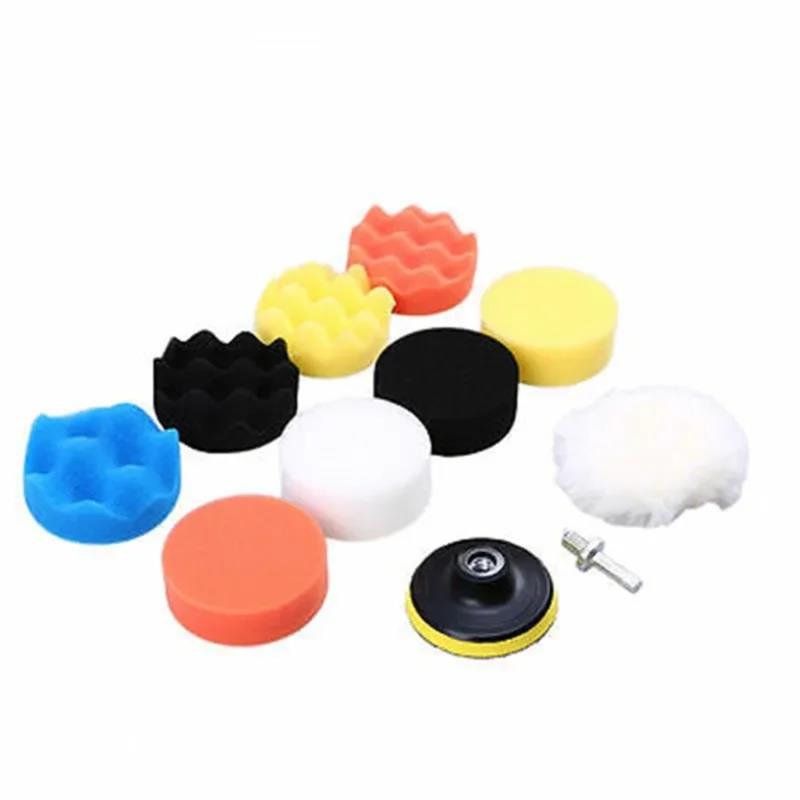 Practical 11pcs/set Polishing Disc Self-adhesive Buffing Waxing Sponge Wool Wheel Pad