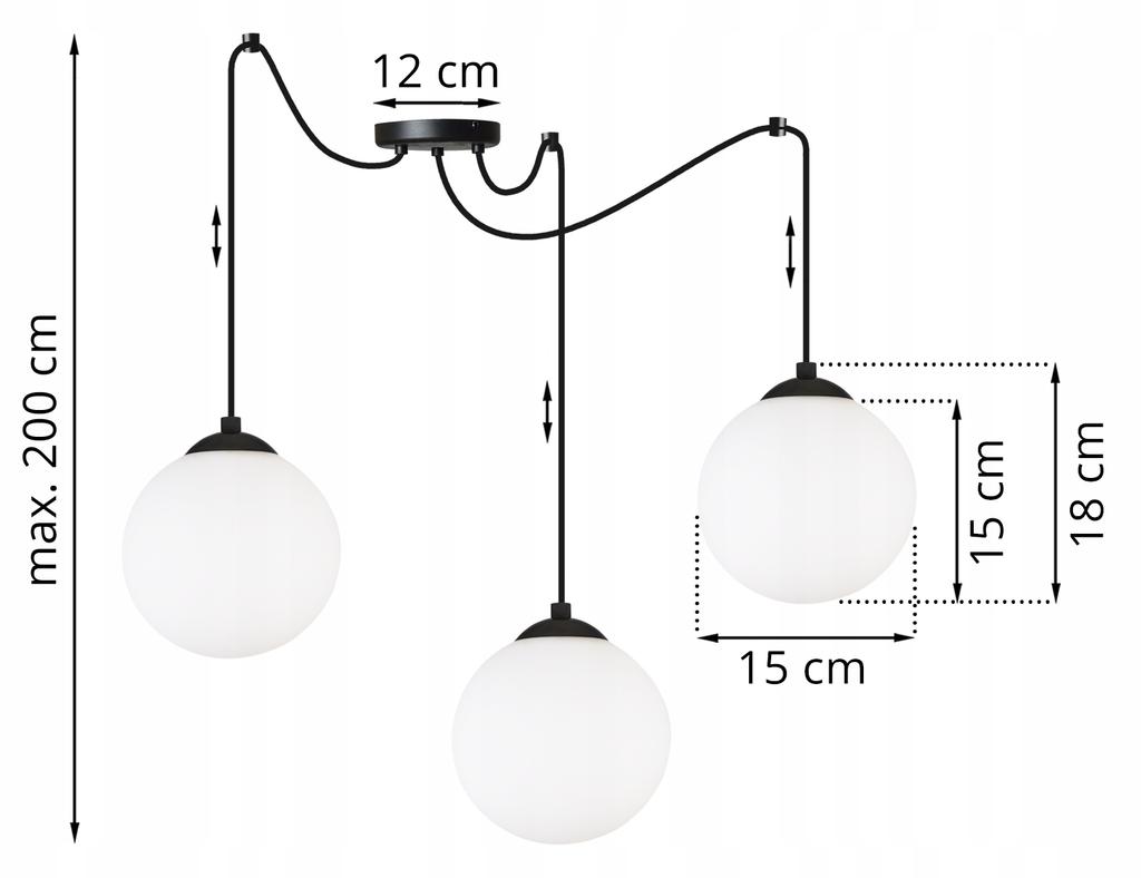 Stropní závěsná lampa Spider Ball černá LED 15cm