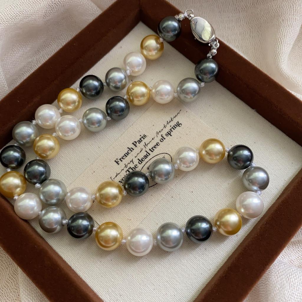 Giant Flash Love Broken Silver Pearl Necklace Summer White Temperament Neck Chain Light Luxury Niche Versatile High Sense Collarbone Chain Woman