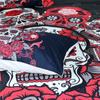 Red Rose Flower Skull Queen Bedding Set Double Bed 2-3Pcs Duvet Cover Pillowcases Comforter Bedding Sets King Size
