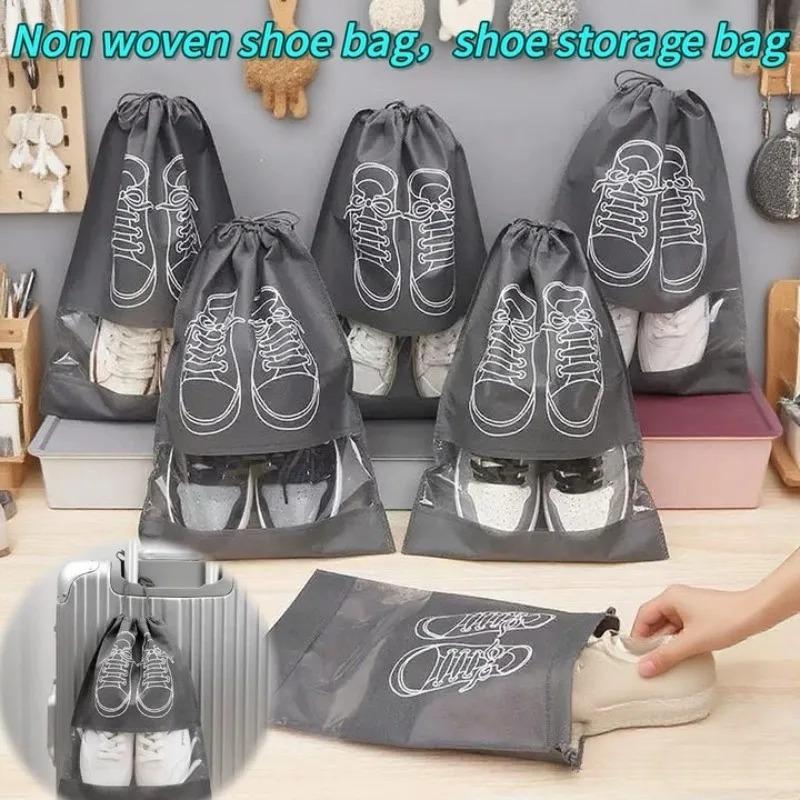 Shoes Storage Organizer Bags Non-woven Travel Portable Closet Bag Waterproof Pocket Clothing Shoes Tranparent Storage