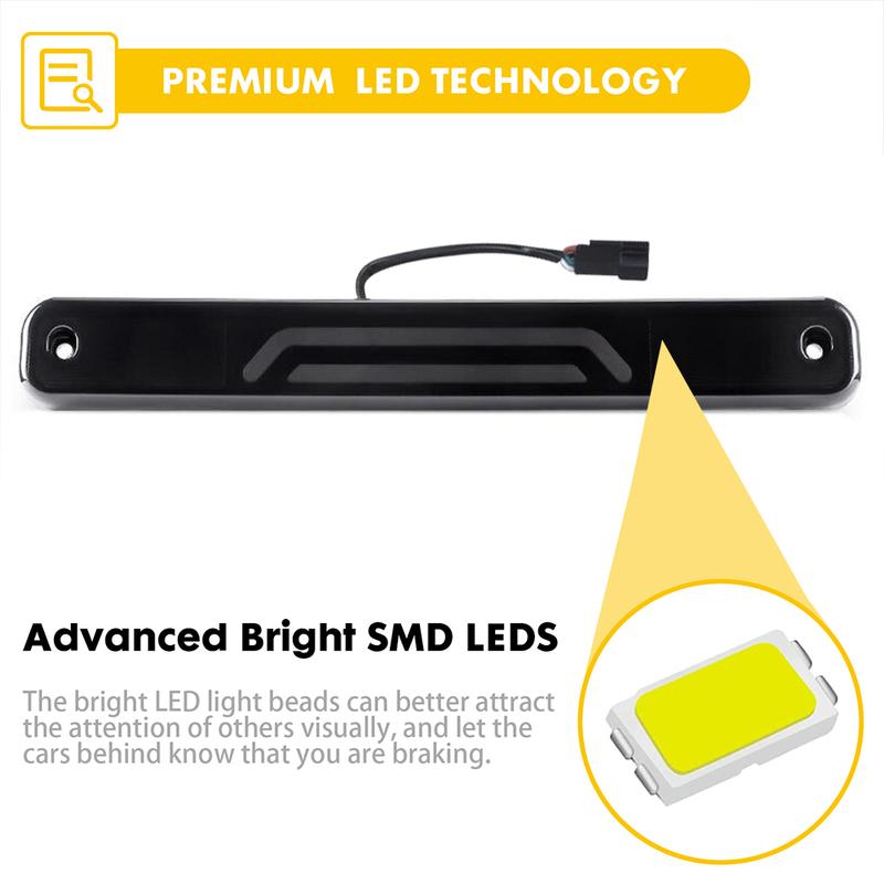 Smoked LED 3RD Third Brake Light Back Signal Reversing Cargo Stop Rear Lamp For GMC Chevy C1500/K1500 Silverado 1988-1998