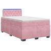 Box Spring Bed with Mattress and LED Pink 120 X 200 Cm Velvet
