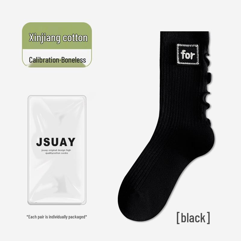 Women's Japanese-Style Frilly Edge Mid-Calf & Knee-High Slouch Socks - Autumn/Winter Versatile Fabric.