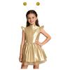 Girls Stage Performance Alien Costume Set: Glossy Mock Neck Dress with Ruffled Tutu & Flying Sleeves, Complete with Hair Hoop