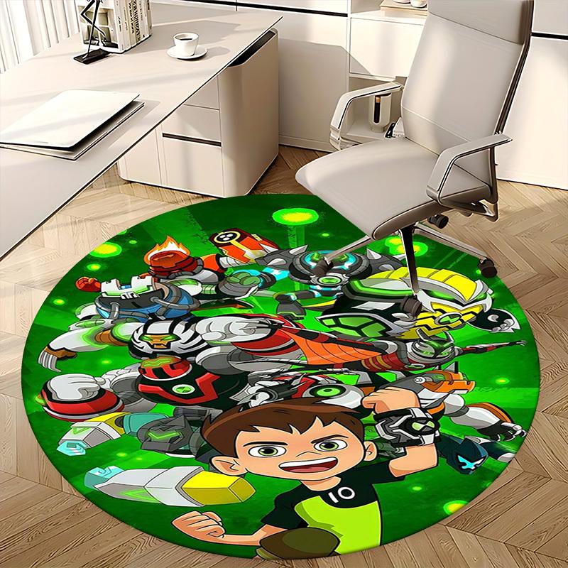 1pc Ben 10 Alien Force Round Carpet - Anime Design Chair Mat for Office, Home Decor, Living Room