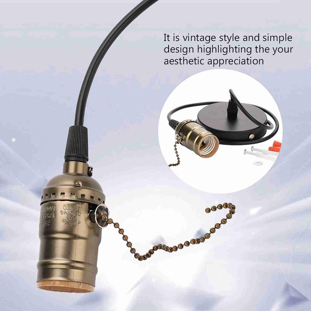 E26 Vintage Ceiling Light Holder Pendant Lamp Socket Pull Chain Lamp Base Ceiling Mounted Bulb Holder DIY Industrial Lighting