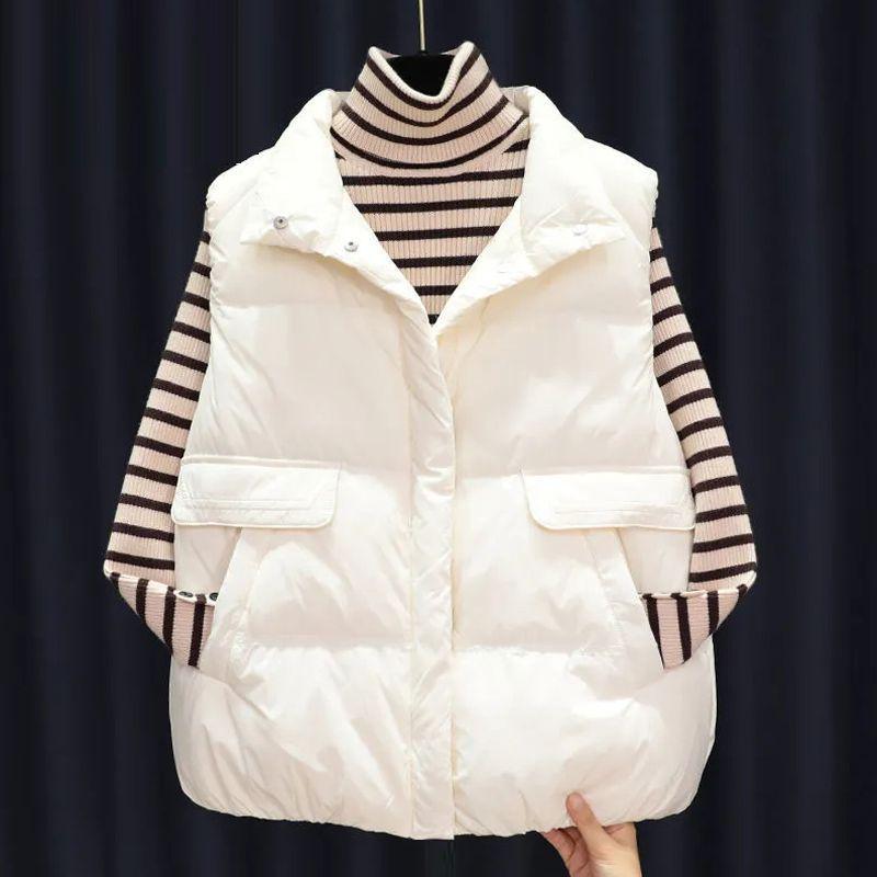 Women's Fashionable Winter Down Vest - Korean Style, Petite, Short Length