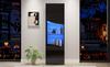 Vetrina da Soggiorno 35*50*165cm, Finitura Lucida (Porte), Alto, Ampio Spazio di Archiviazione e Illuminazione a LED, Design della Superficie Ondulata ad Arco Concavo, Nero