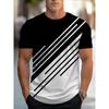 Fashion Men's Crew Neck Short Sleeve 3D Striped Color Printing Striped Short Sleeve Crew Neck T-Shirt