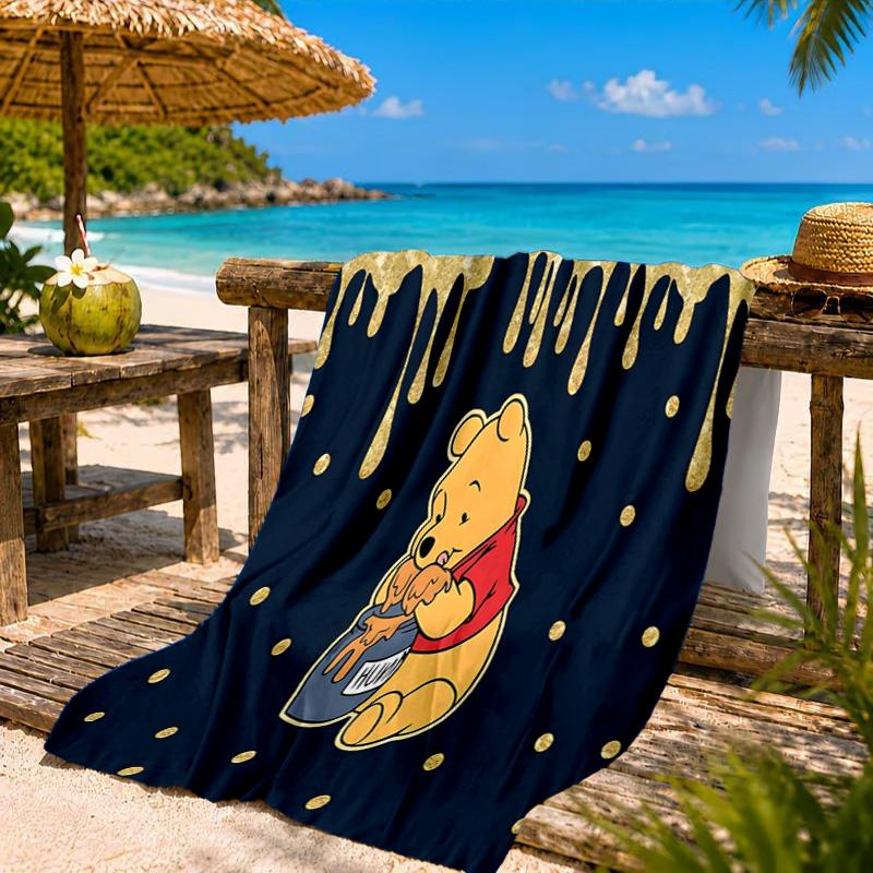 Yellow Bear Artwork Printed Microfiber Beach Towel, Soft And Absorbent, Quick-Dry, Ideal for Summer Travel, Beach Essential, Swimming Pool