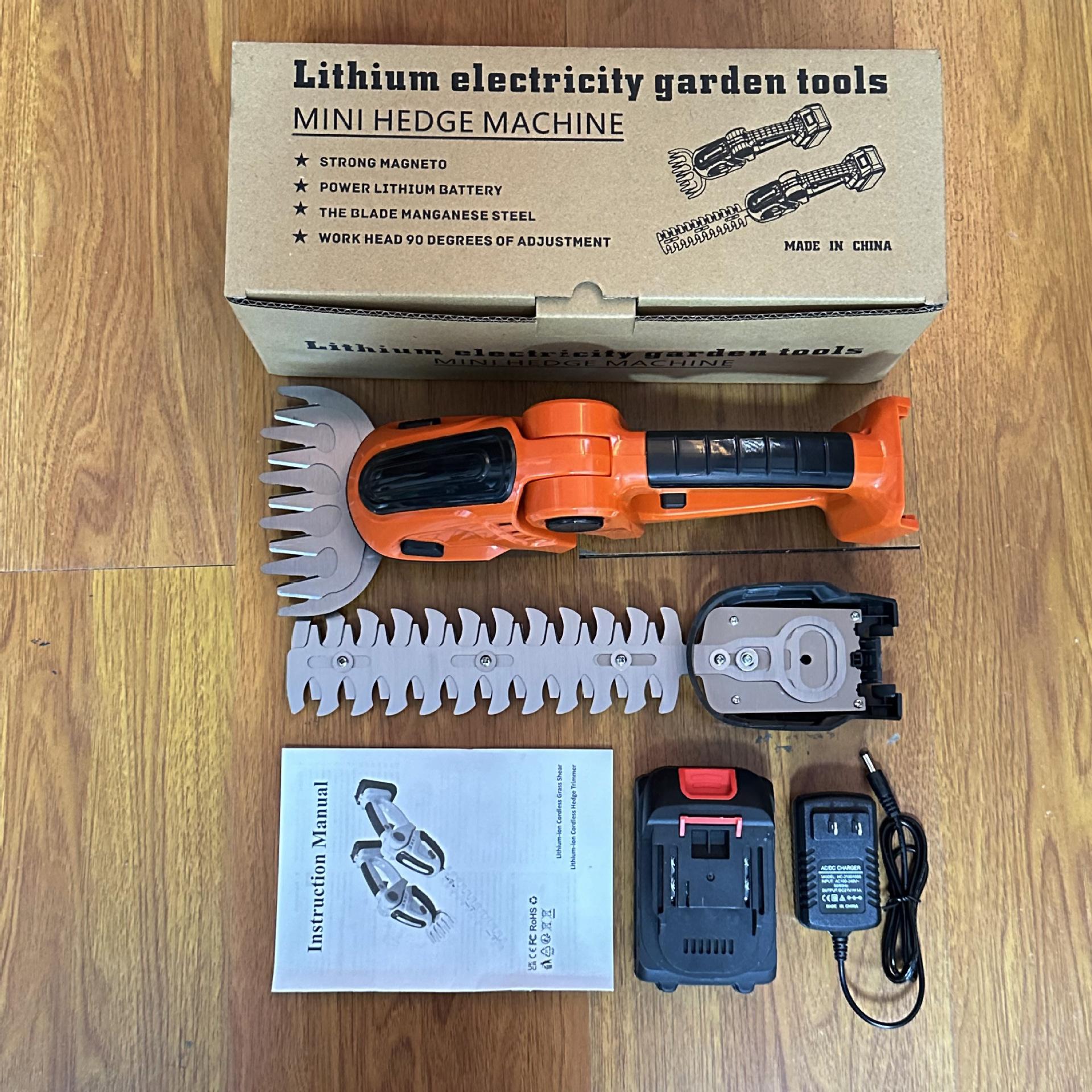 

Бытовой ручной аккумуляторный кусторез Мини электрический кусторез Газонокосилка Инструменты для обрезки забора Paper box packaging оранжевый