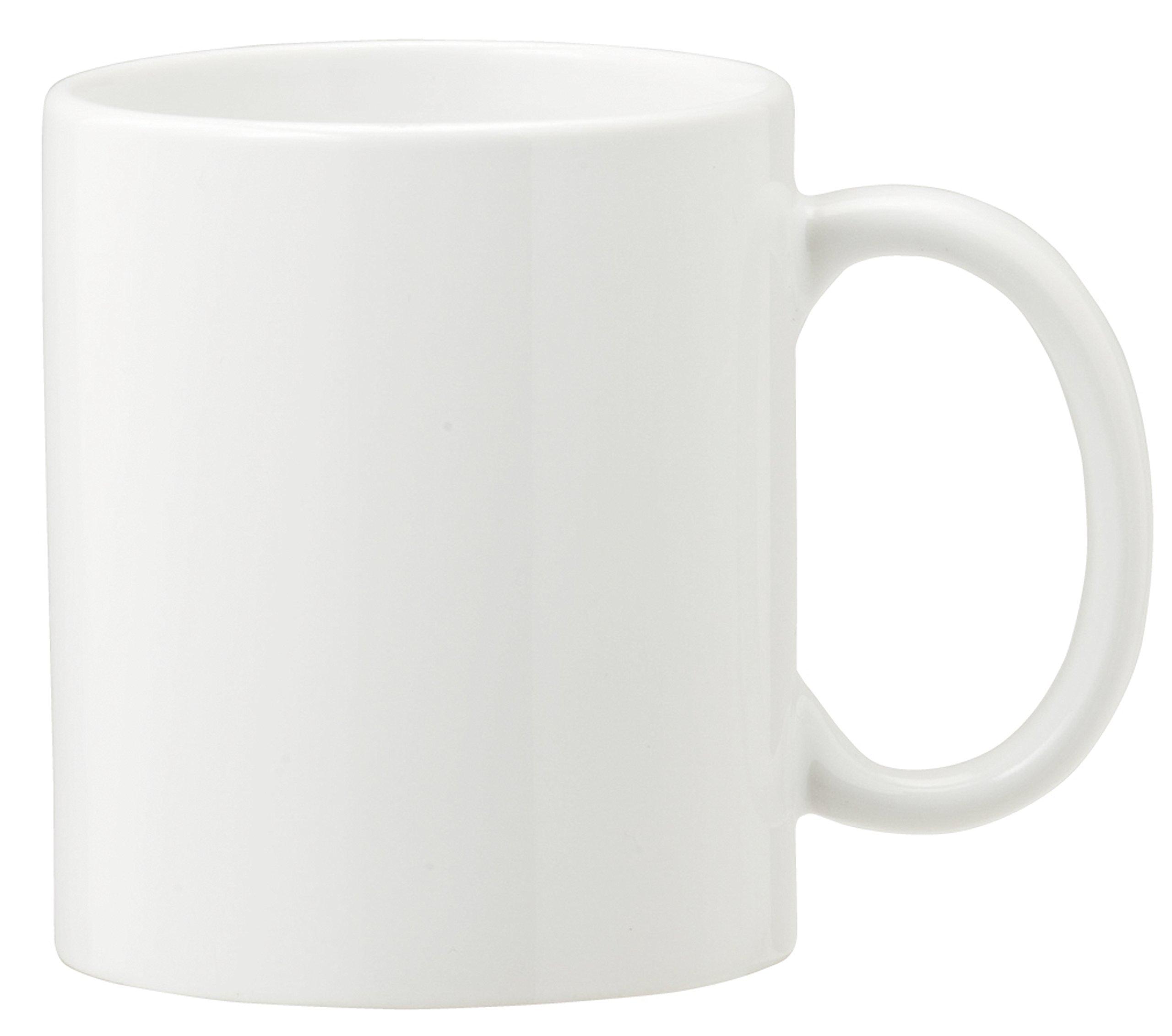 BASIC STANDARD Stylish Ceramic Plain Microwave Safe Mug, White, 350ml,