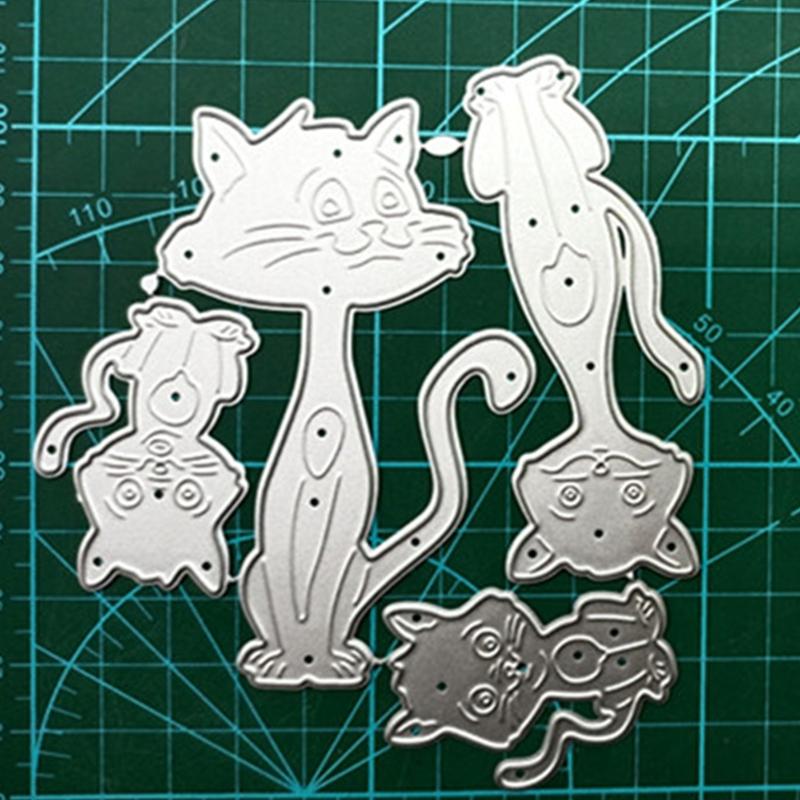 Cute Cats Metal Cutting Dies Handmade Crafts DIY Scrapbooking Embossing Supplies for Children Kids Girls
