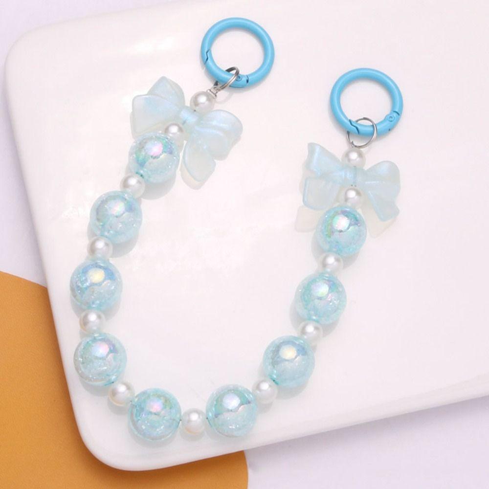 Hanging Cord Bow Beaded Bag Pendant Colorful Bowknot Phone Strap Beaded Bag Pendant  Girls