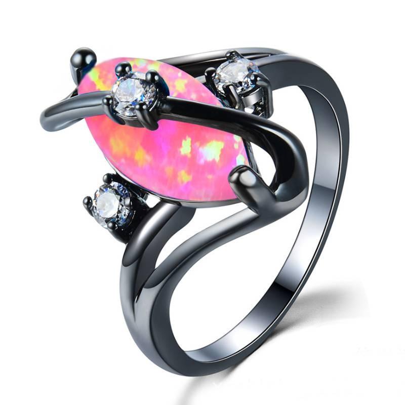 Wish Black Gold Sshaped Cz Ring With Pearllike White Stone For Elegant Womens Jewelry