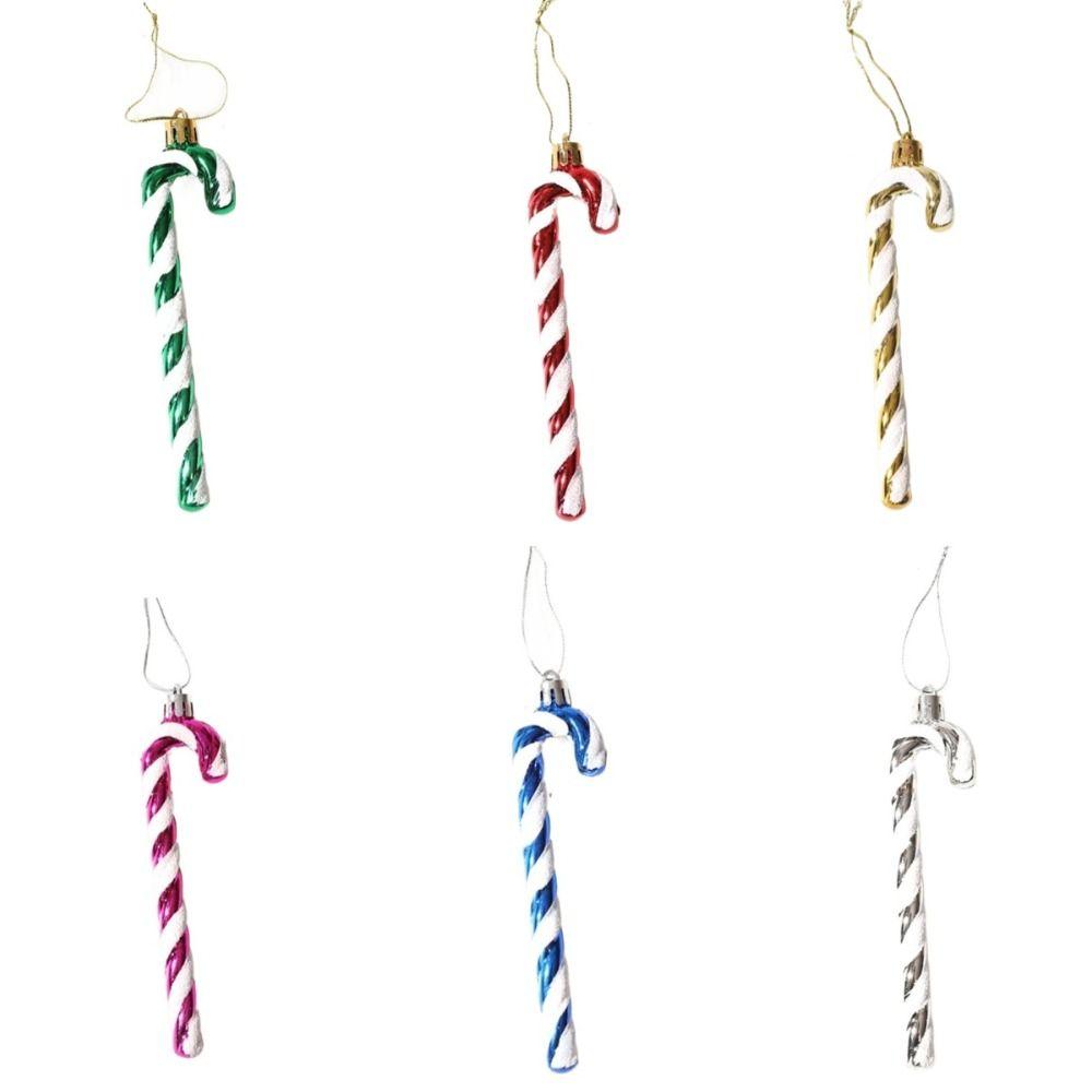 6Pcs Colored Xmas Tree Hanging Plastic Christmas Tree Pendant Christmas Cane Pendant  Holiday Party