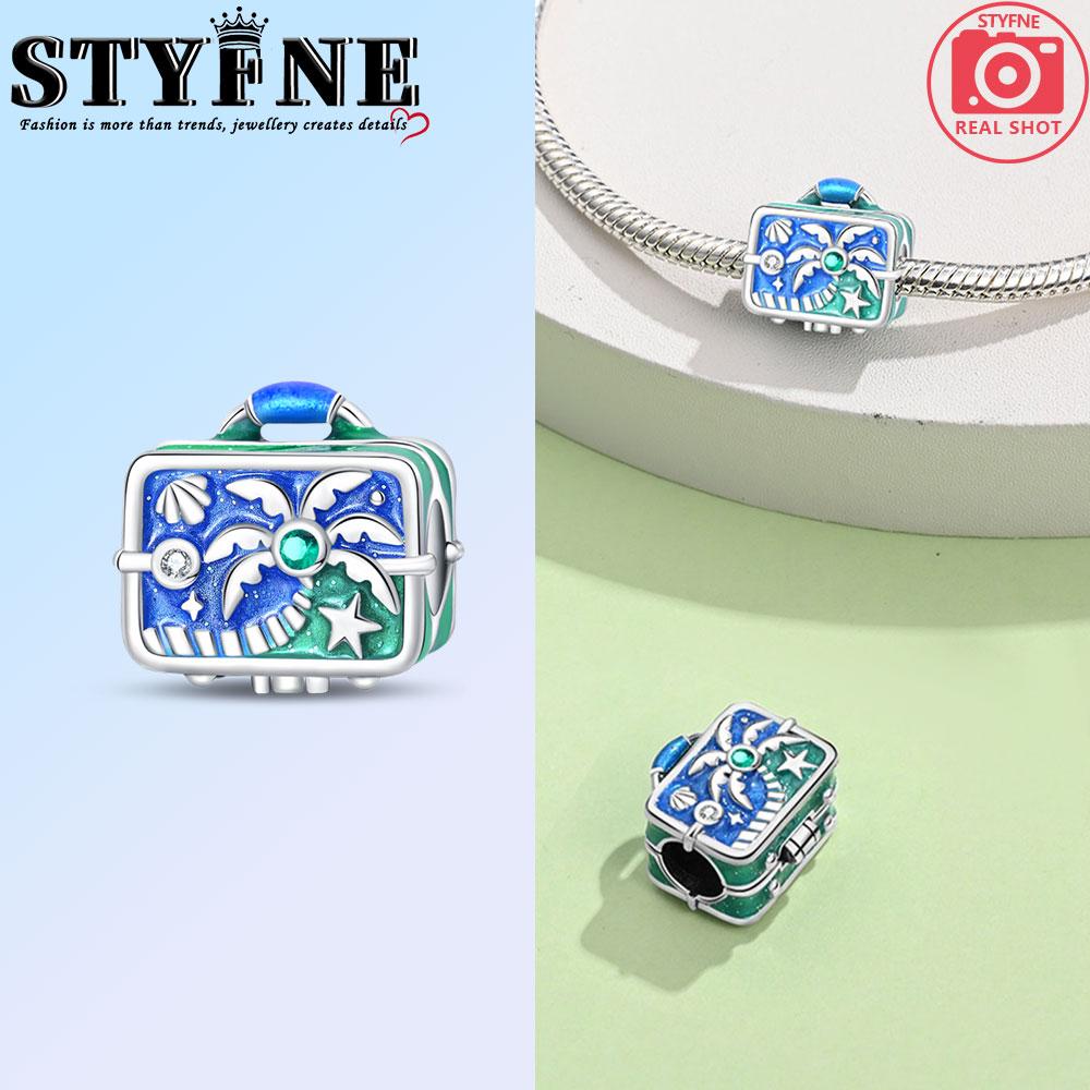 Copper Fashion Colorful Travel Luggage Charms Beads Fit Original Bracelets Diy Anniversary Jewelry For Wome