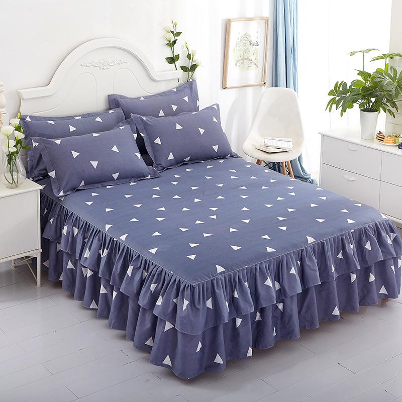 3PC Bedding Set (1xsheet+2xpillowcase)Bed Sheet Ruffled Bed Skirt Fitted Double Bedspread Mattress Cover Bedding Bedsheet Bedspread with Pillowcases