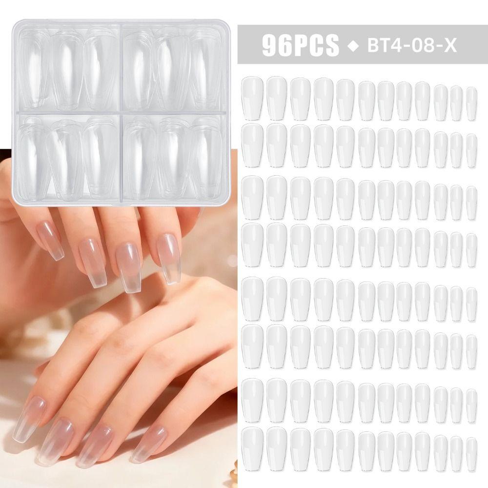 96pcs Mix Color Full Cover Nail Tips Coffin Ballet Fake Nials French False Nails  Woman DIY Nail Art