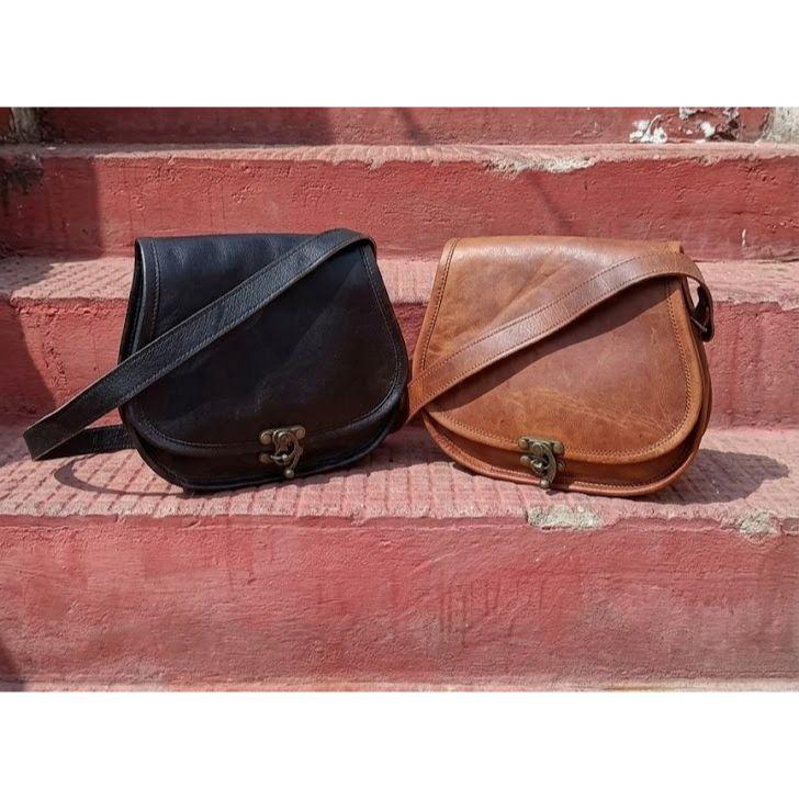 Vintage Saddle Bag Leather Brown/Black Messenger Shoulder Cross-body Bag